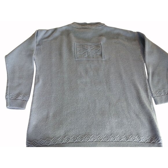Basic Editions Vintage Light Blue Knit Pullover Sweater Snowflake Pattern Size L - Picture 12 of 15
